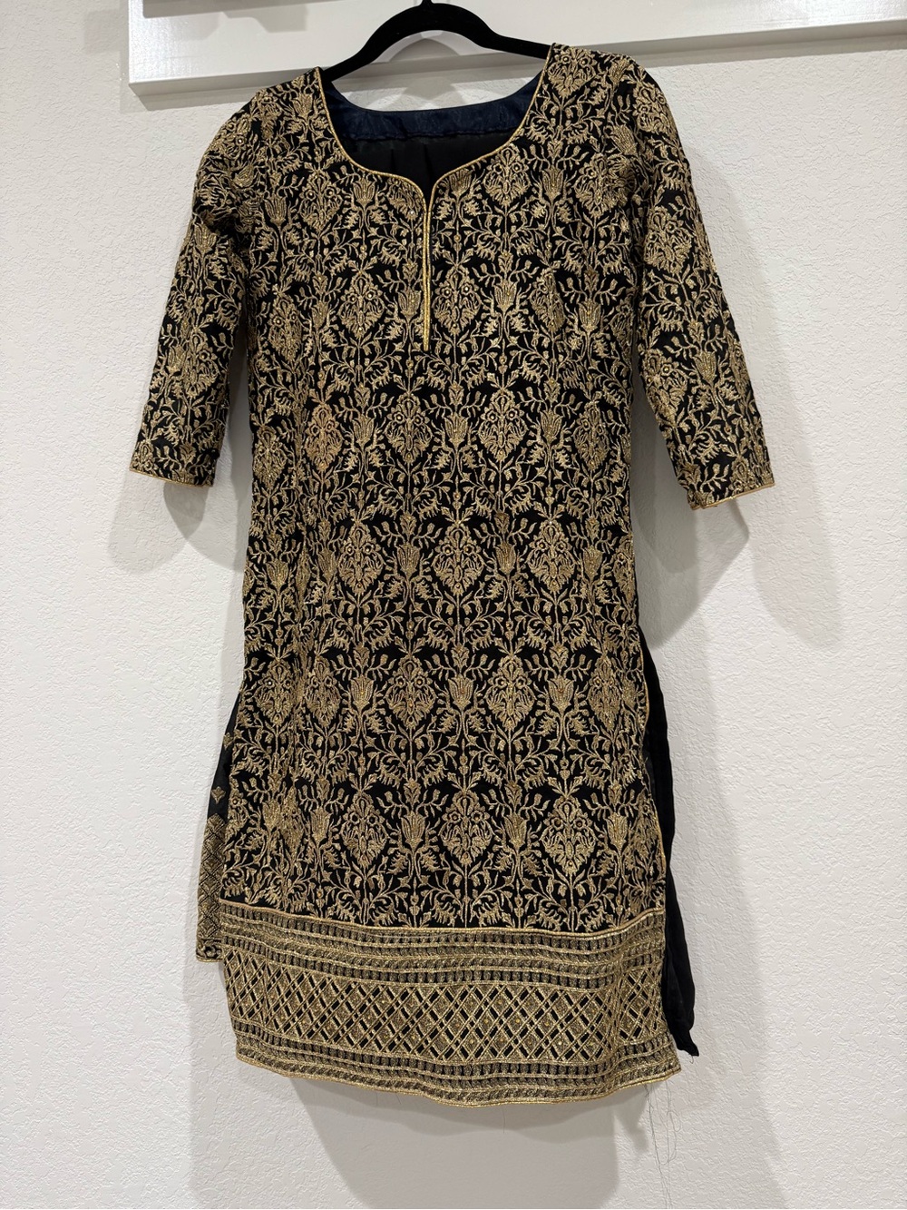 Brand new black and gold embroidered Pakistani/Indian 3 piece Sharara suit